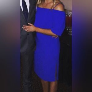 Blue Off The Shoulder cocktail dress